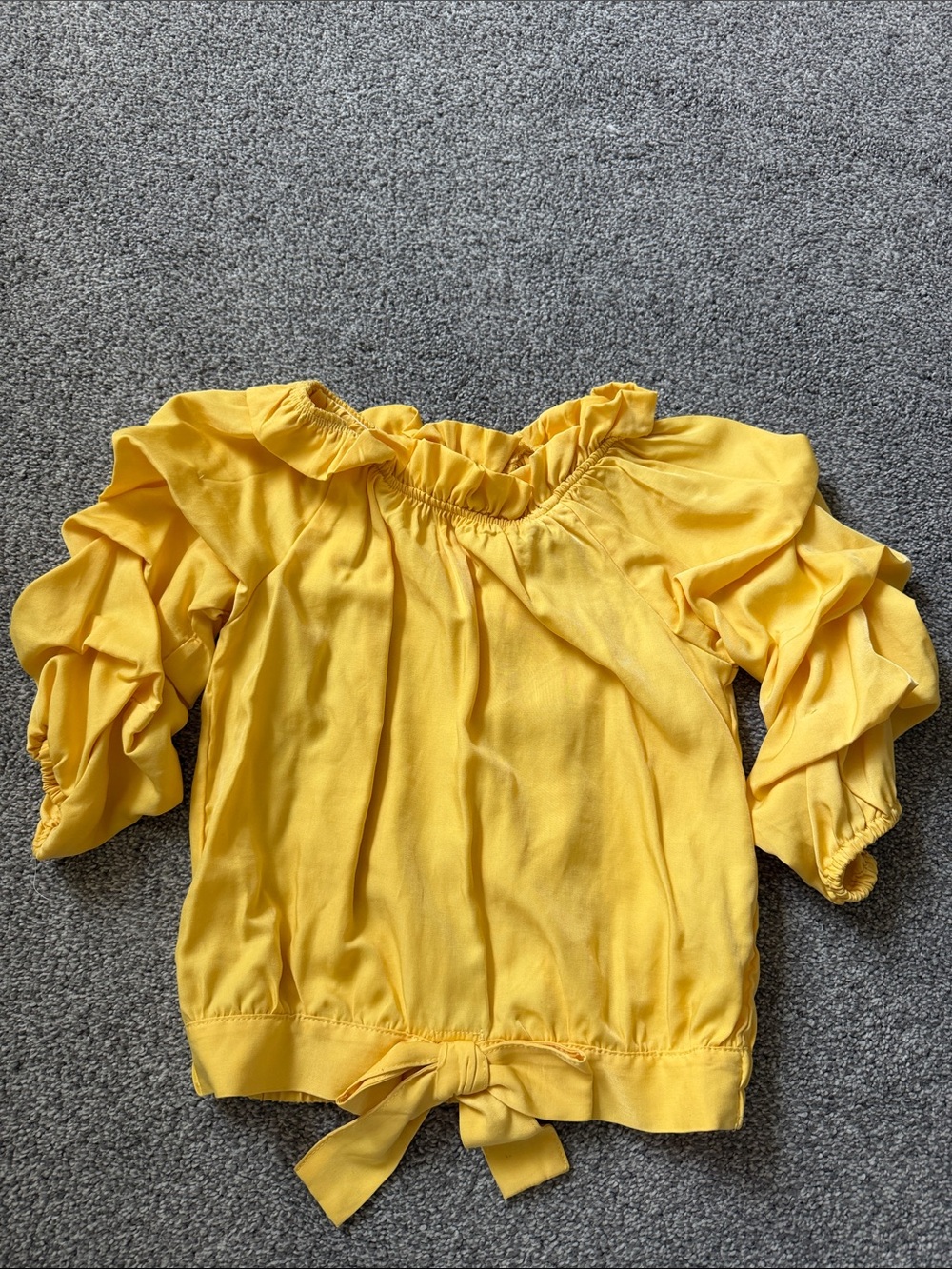 Habitual Girls' Yellow Ruffle Neck Top with Tie Front